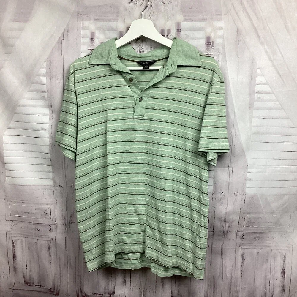 Banana Republic Green Striped Polo Shirt M